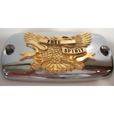 Chrome Master Cylinder Covers with Gold "FREE SPIRIT" Eagles