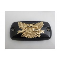 Gloss Black Master Cylinder Covers with Gold "FREE SPIRIT" Eagles